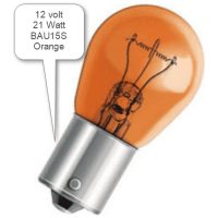 Glödlampa BAU15S 12V 21W ORANGE GLÖDLAMPA