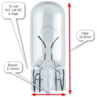 Glödlampa W2.1X9.5D 12V 5W
