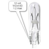 Glödlampa W2X4.6D 12V 1.2W