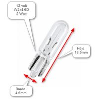 Glödlampa W2X4.6D 12V 2W