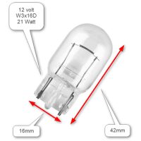 Glödlampa W3X16D 12V 21W