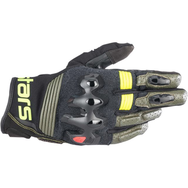 Mc-handskar Läder/textil Halo Svart/fluorescerande Gul ALPINESTARS
