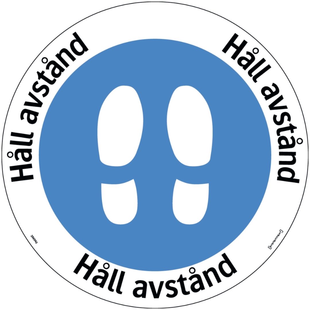 Golvdekal Håll Avstånd 410mm SYSTEMTEXT