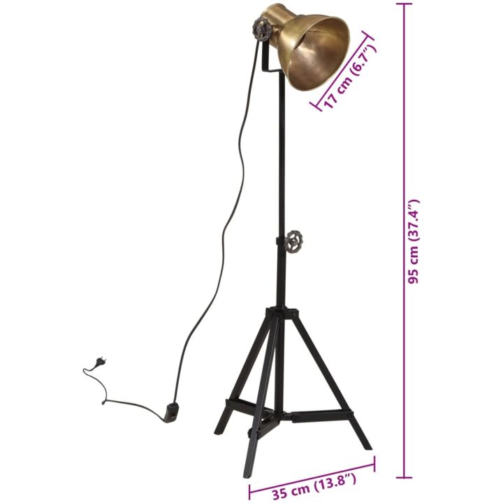 Golvlampa 25 W antik mässing 35x35x65/95 cm E27 vidaXL – bild 11
