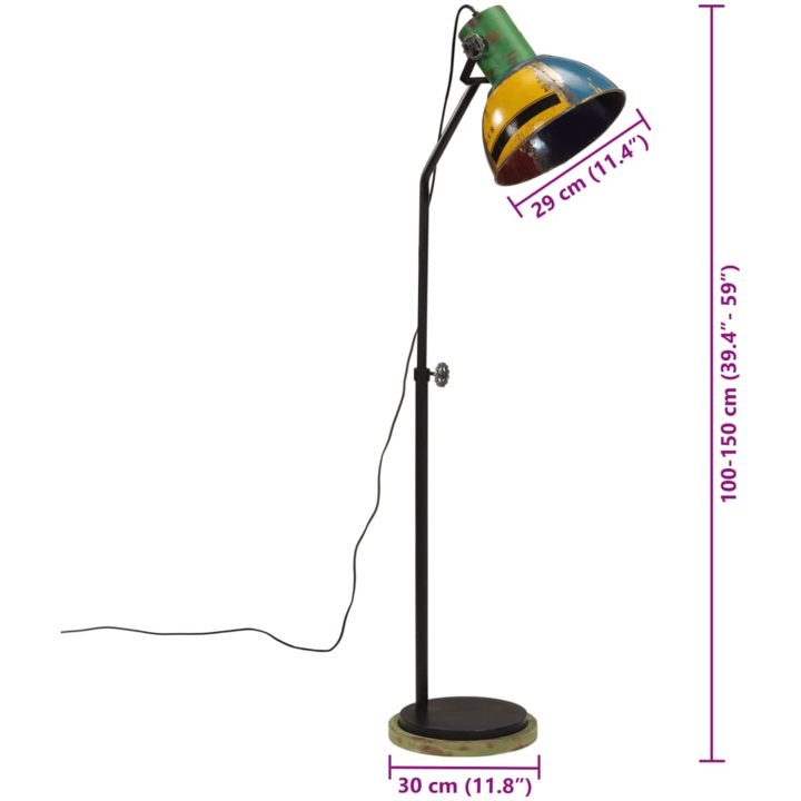 Golvlampa 25 W flerfärgad 30x30x100-150 cm E27 vidaXL – bild 11