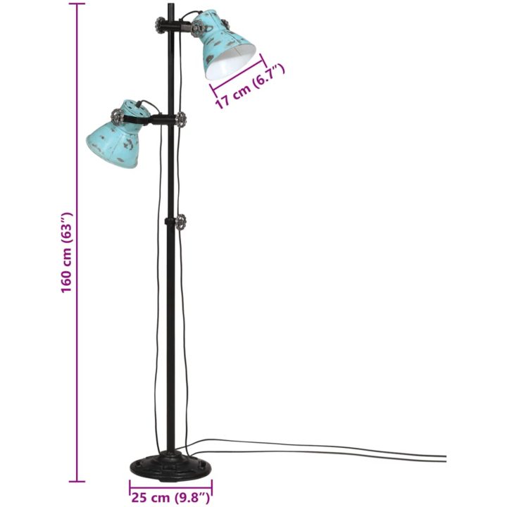 Golvlampa 25 W nött blå 25x25x90/140 cm E27 vidaXL – bild 11