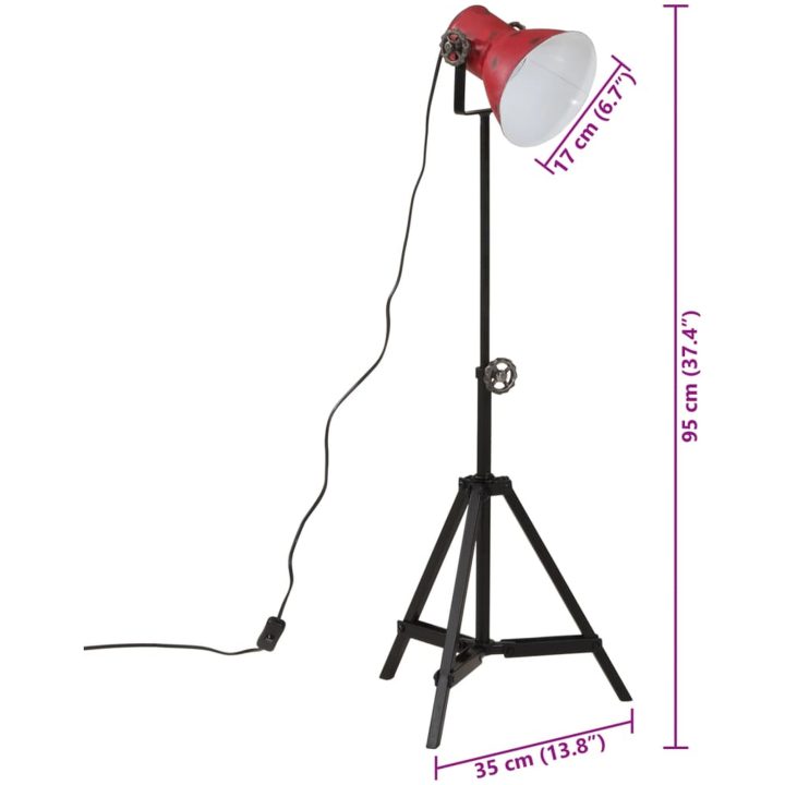Golvlampa 25 W nött röd 35x35x65/95 cm E27 vidaXL – bild 11