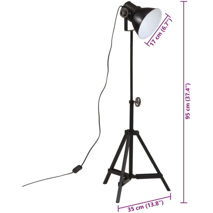 Golvlampa 25 W svart 35x35x65/95 cm E27 vidaXL – bild 11