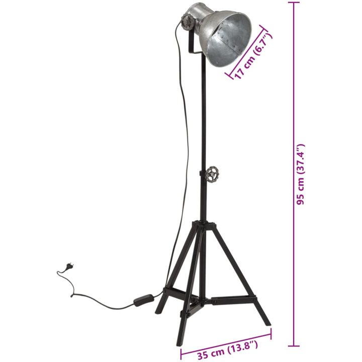 Golvlampa 25 W vintage silver 35x35x65/95 cm E27 vidaXL – bild 11