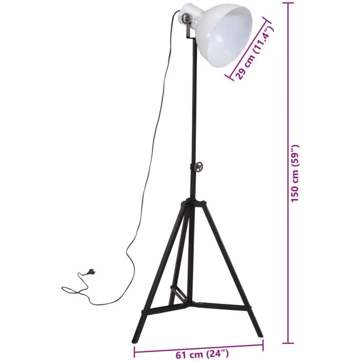 Golvlampa 25 W vit 61x61x90/150 cm E27 vidaXL – bild 11