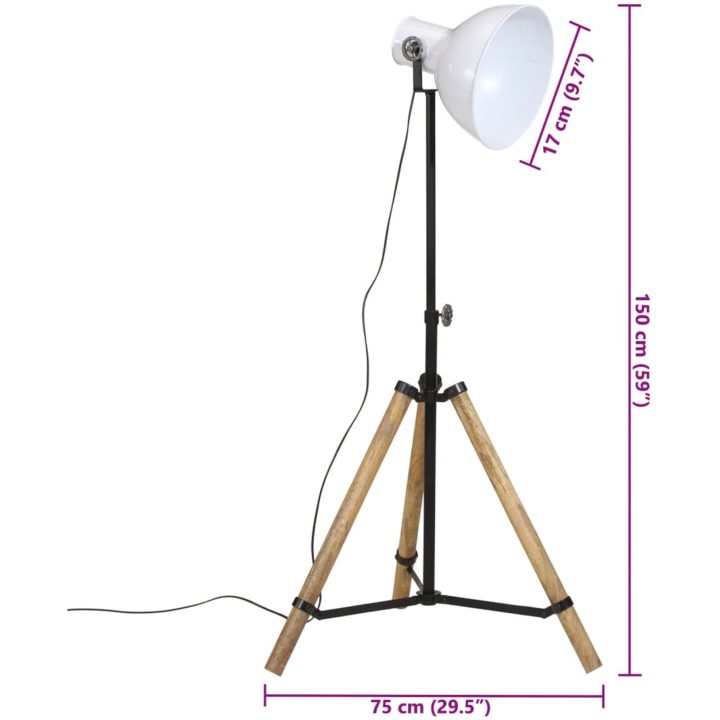 Golvlampa 25 W vit 75x75x90-150 cm E27 vidaXL – bild 11