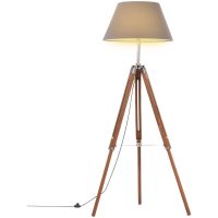 Golvlampa honungsbrun och grå massivt teakträ 141 cm vidaXL