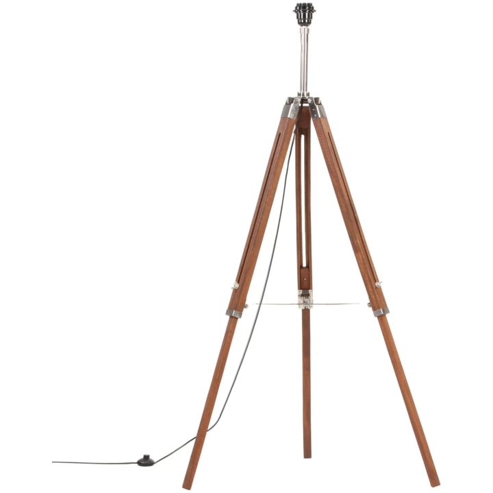 Golvlampa honungsbrun och vit massivt teakträ 141 cm vidaXL – bild 3