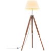 Golvlampa honungsbrun och vit massivt teakträ 141 cm vidaXL – miniatyr 1