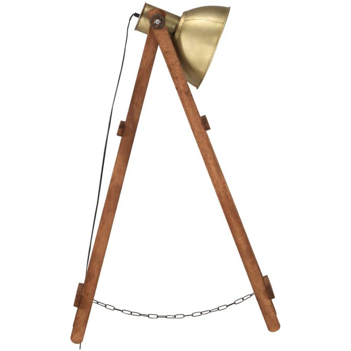 Golvlampa mässing E27 massivt mangoträ vidaXL – bild 4