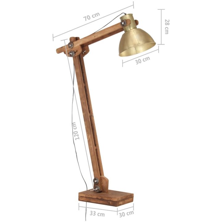 Golvlampa mässing massivt mangoträ E27 vidaXL – bild 11