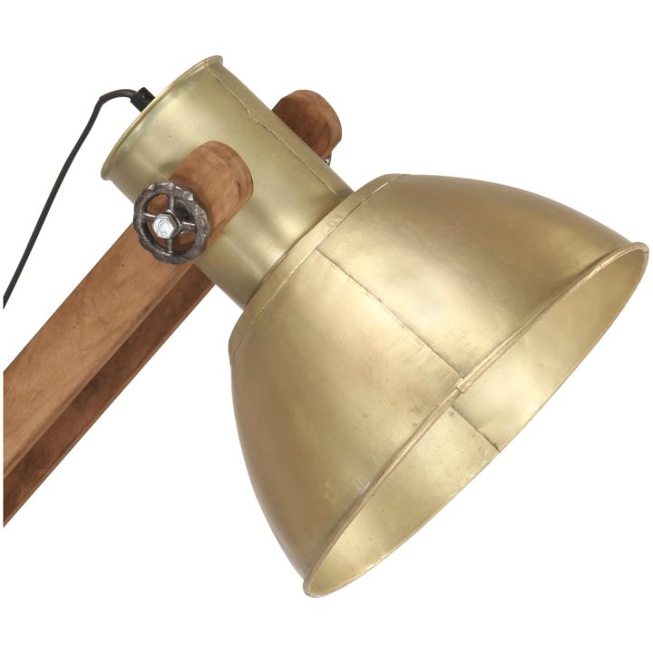 Golvlampa mässing massivt mangoträ E27 vidaXL – bild 6