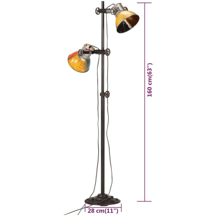 Golvlampa med 2 lampskärmar flerfärgad E27 vidaXL – bild 10