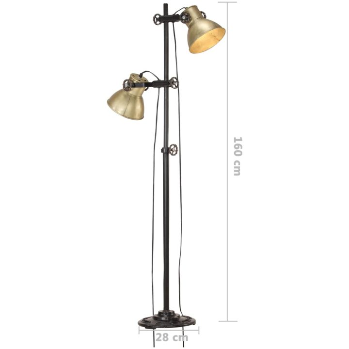 Golvlampa med 2 lampskärmar mässing E27 gjutjärn vidaXL – bild 11