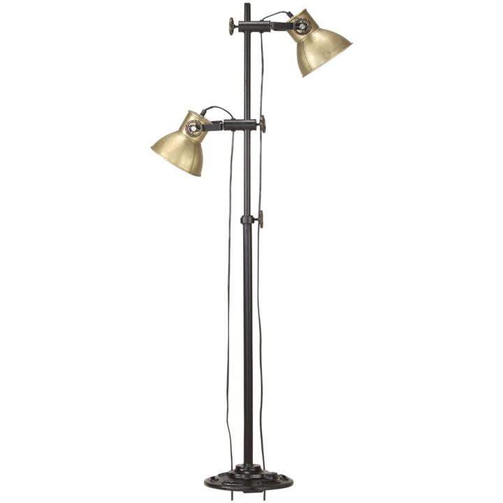 Golvlampa med 2 lampskärmar mässing E27 gjutjärn vidaXL – bild 3