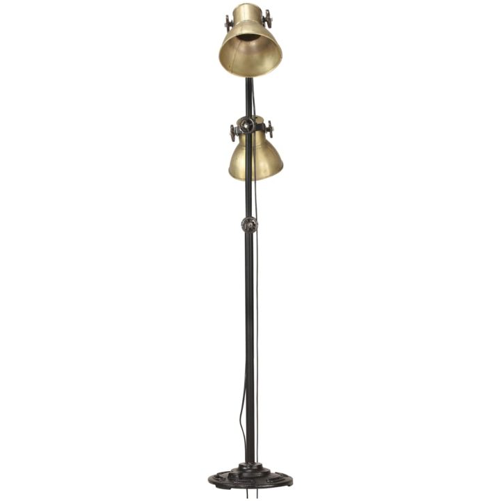 Golvlampa med 2 lampskärmar mässing E27 gjutjärn vidaXL – bild 4
