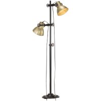 Golvlampa med 2 lampskärmar mässing E27 gjutjärn vidaXL