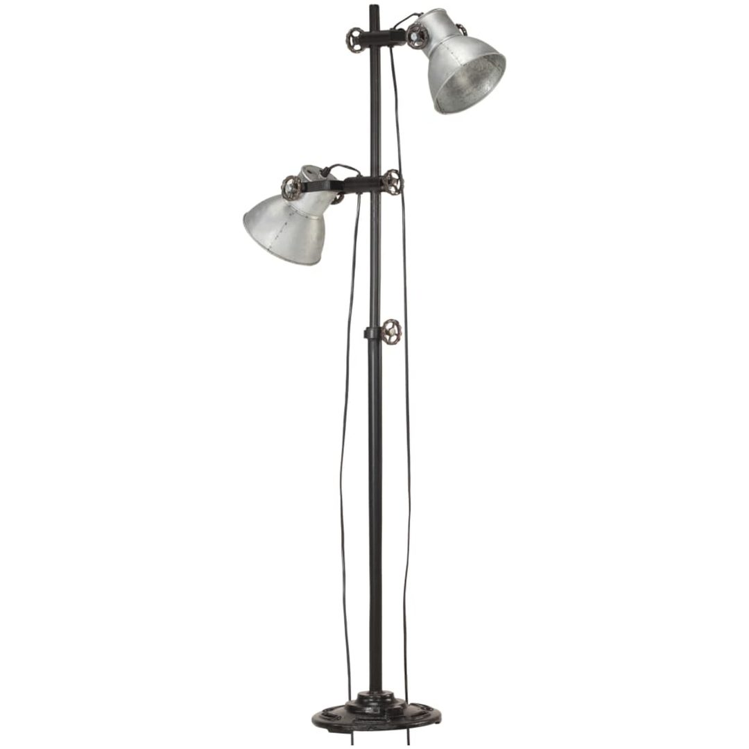 Golvlampa med 2 lampskärmar silver E27 gjutjärn vidaXL – bild 2