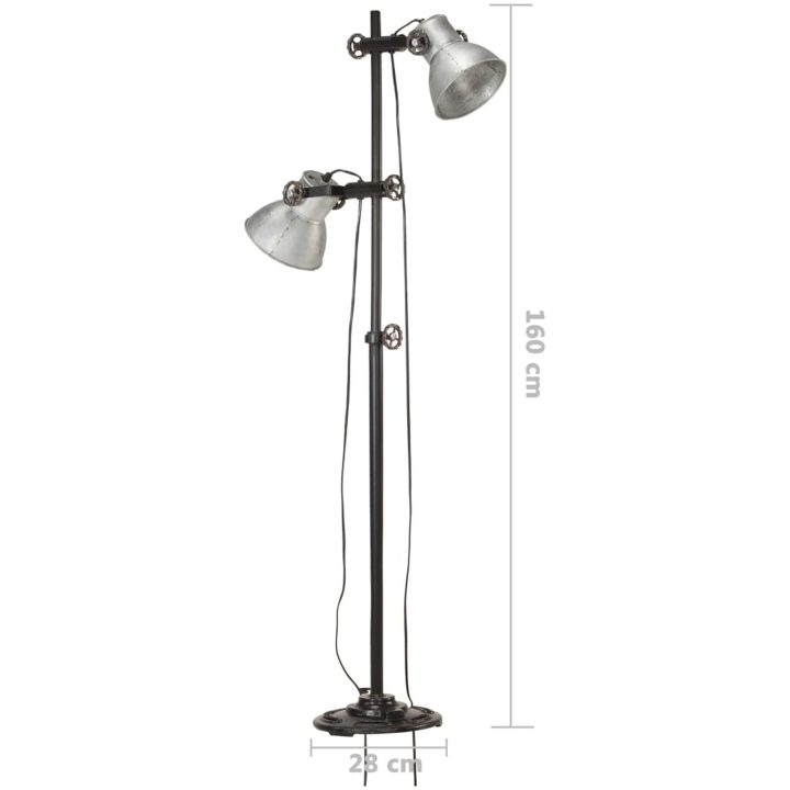 Golvlampa med 2 lampskärmar silver E27 gjutjärn vidaXL – bild 11
