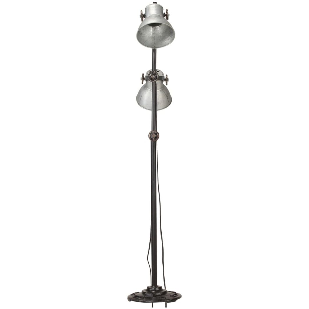 Golvlampa med 2 lampskärmar silver E27 gjutjärn vidaXL – bild 3