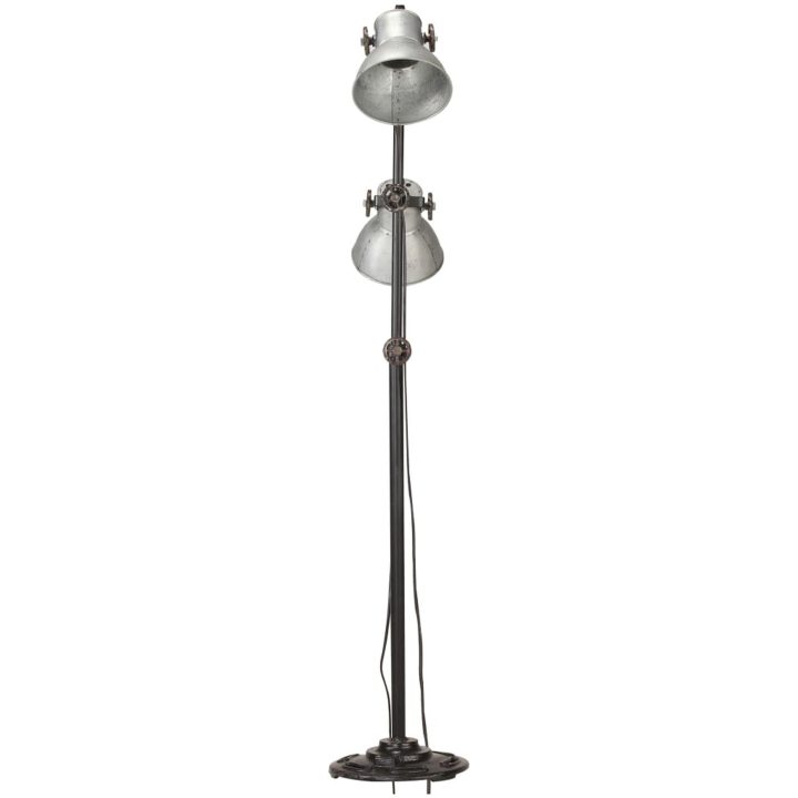 Golvlampa med 2 lampskärmar silver E27 gjutjärn vidaXL – bild 3