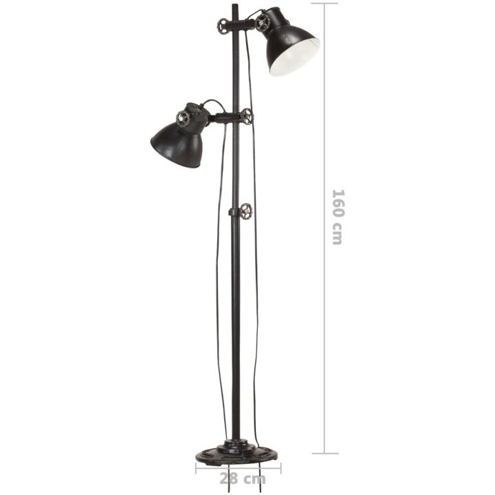 Golvlampa med 2 lampskärmar svart E27 gjutjärn vidaXL – bild 11