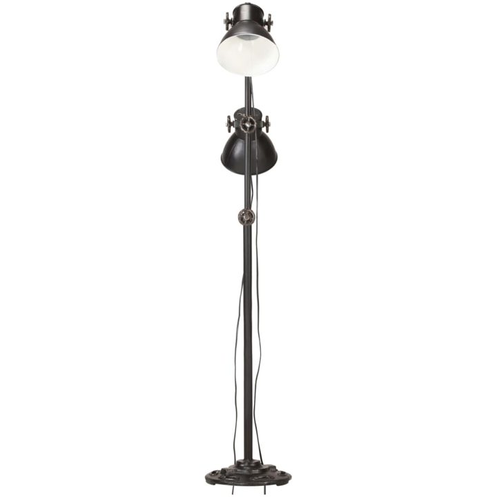 Golvlampa med 2 lampskärmar svart E27 gjutjärn vidaXL – bild 4
