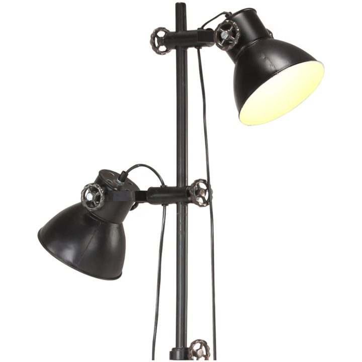 Golvlampa med 2 lampskärmar svart E27 gjutjärn vidaXL – bild 5