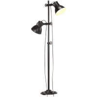 Golvlampa med 2 lampskärmar svart E27 gjutjärn vidaXL