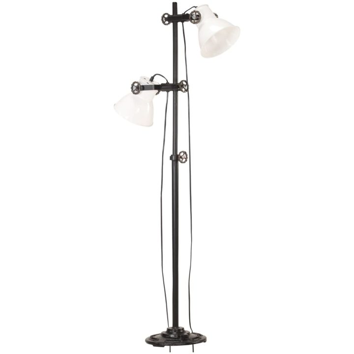 Golvlampa med 2 lampskärmar vit E27 gjutjärn vidaXL – bild 2