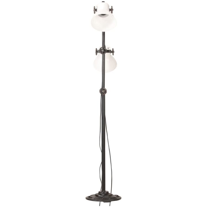 Golvlampa med 2 lampskärmar vit E27 gjutjärn vidaXL – bild 4