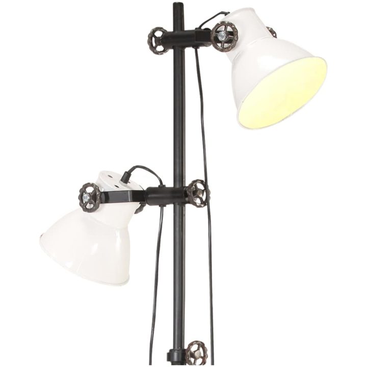 Golvlampa med 2 lampskärmar vit E27 gjutjärn vidaXL – bild 5