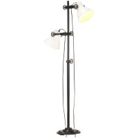 Golvlampa med 2 lampskärmar vit E27 gjutjärn vidaXL