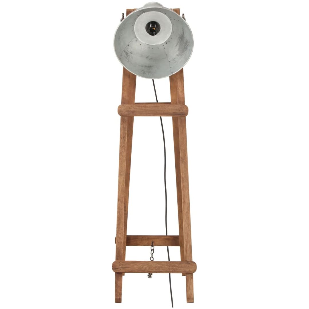 Golvlampa silver E27 massivt mangoträ vidaXL – bild 3