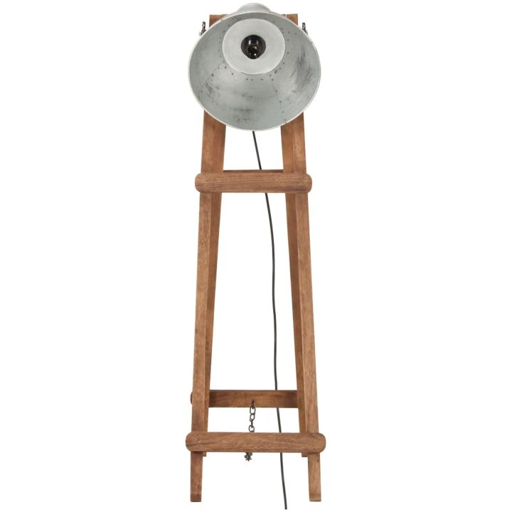 Golvlampa silver E27 massivt mangoträ vidaXL – bild 3