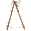 Golvlampa silver E27 massivt mangoträ vidaXL – miniatyr 4