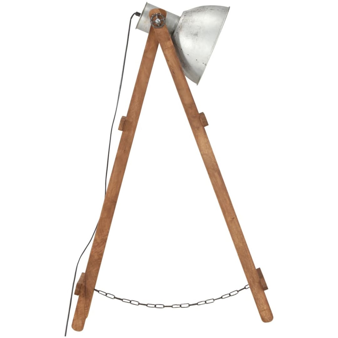 Golvlampa silver E27 massivt mangoträ vidaXL – bild 4