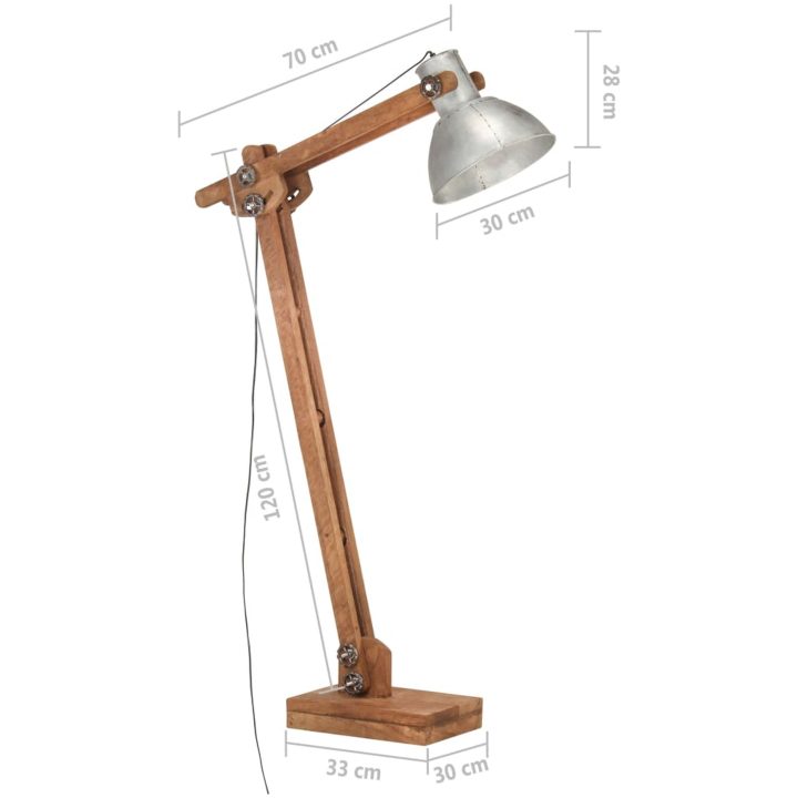 Golvlampa silver massivt mangoträ E27 vidaXL – bild 11