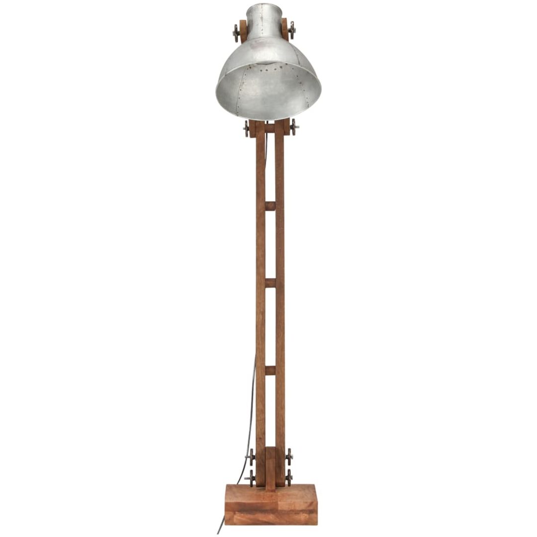 Golvlampa silver massivt mangoträ E27 vidaXL – bild 3