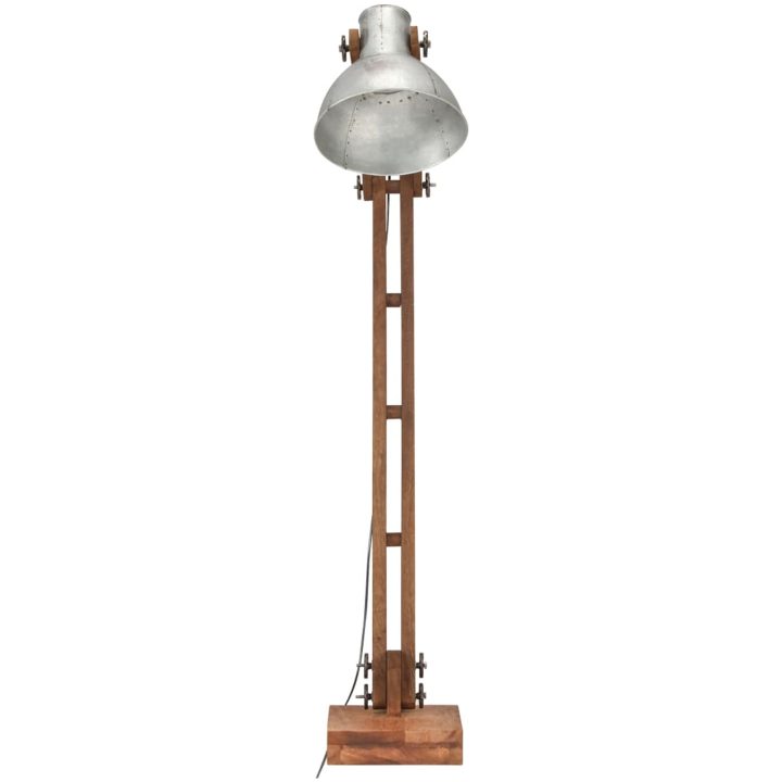 Golvlampa silver massivt mangoträ E27 vidaXL – bild 3