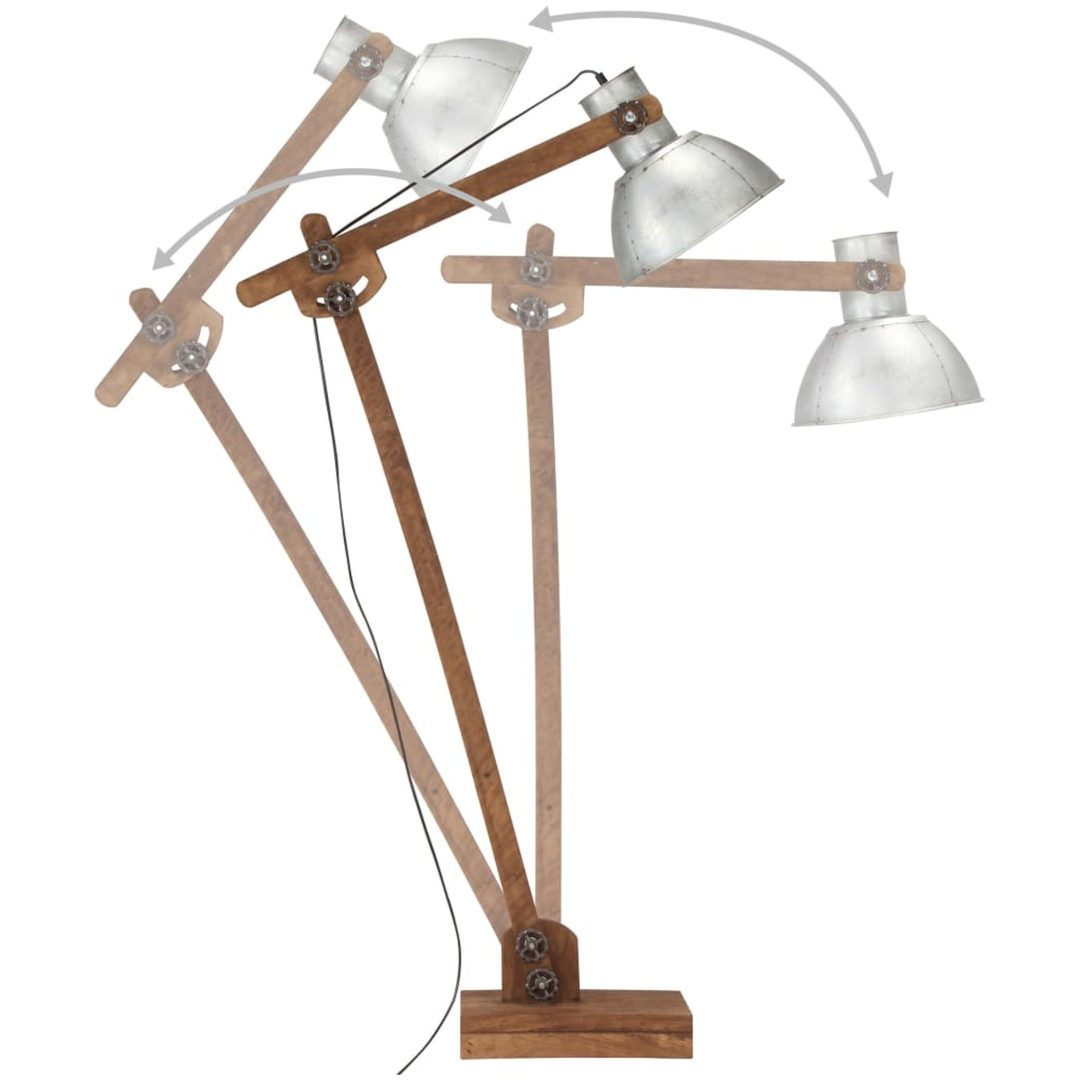 Golvlampa silver massivt mangoträ E27 vidaXL – bild 5