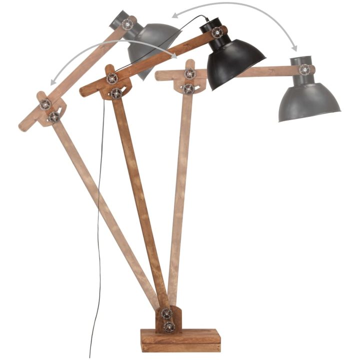 Golvlampa svart massivt mangoträ E27 vidaXL – bild 5