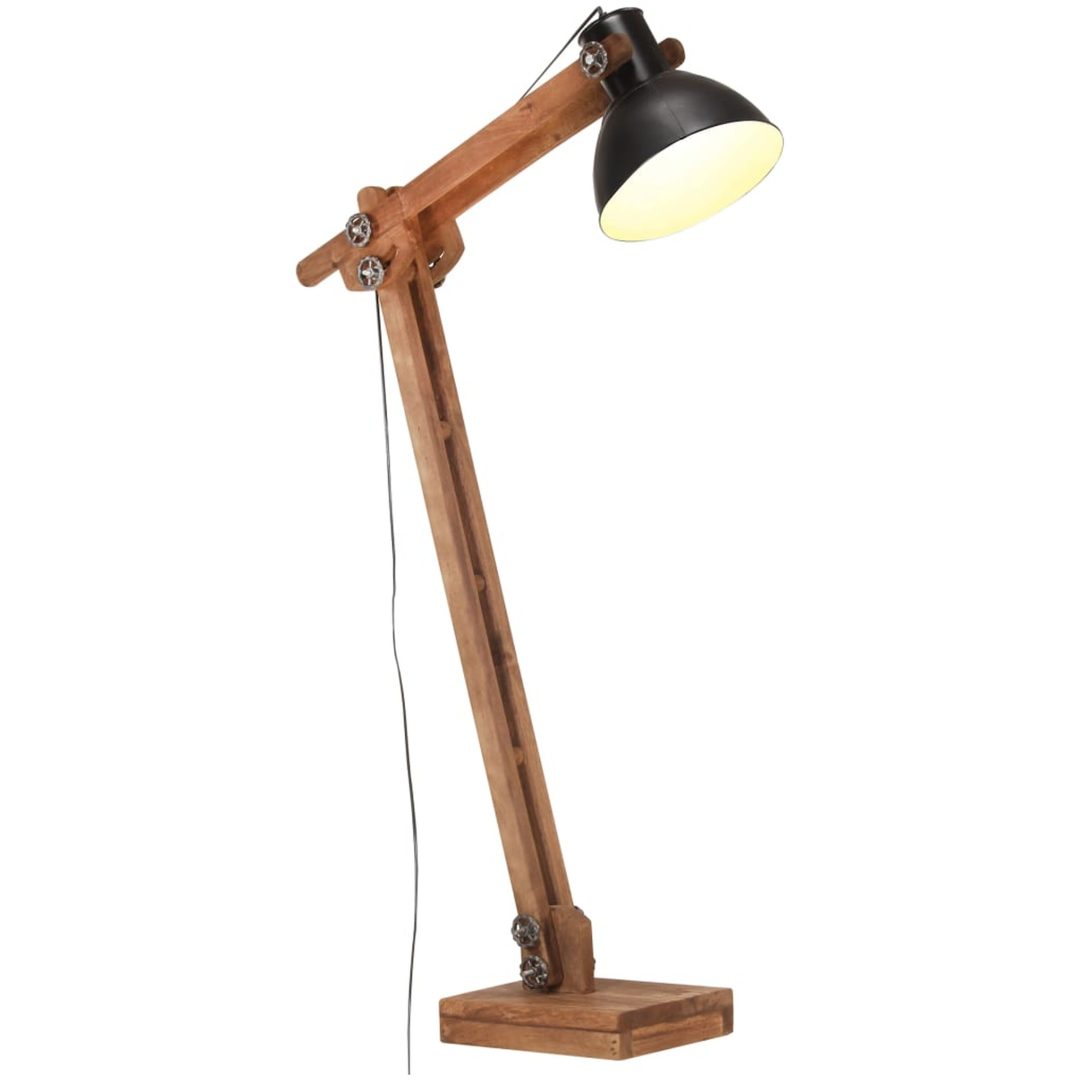 Golvlampa svart massivt mangoträ E27 vidaXL