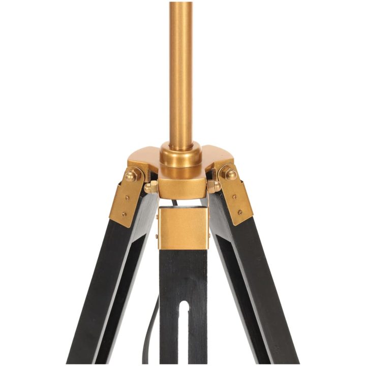 Golvlampa svart och guld massivt teakträ 141 cm vidaXL – bild 5