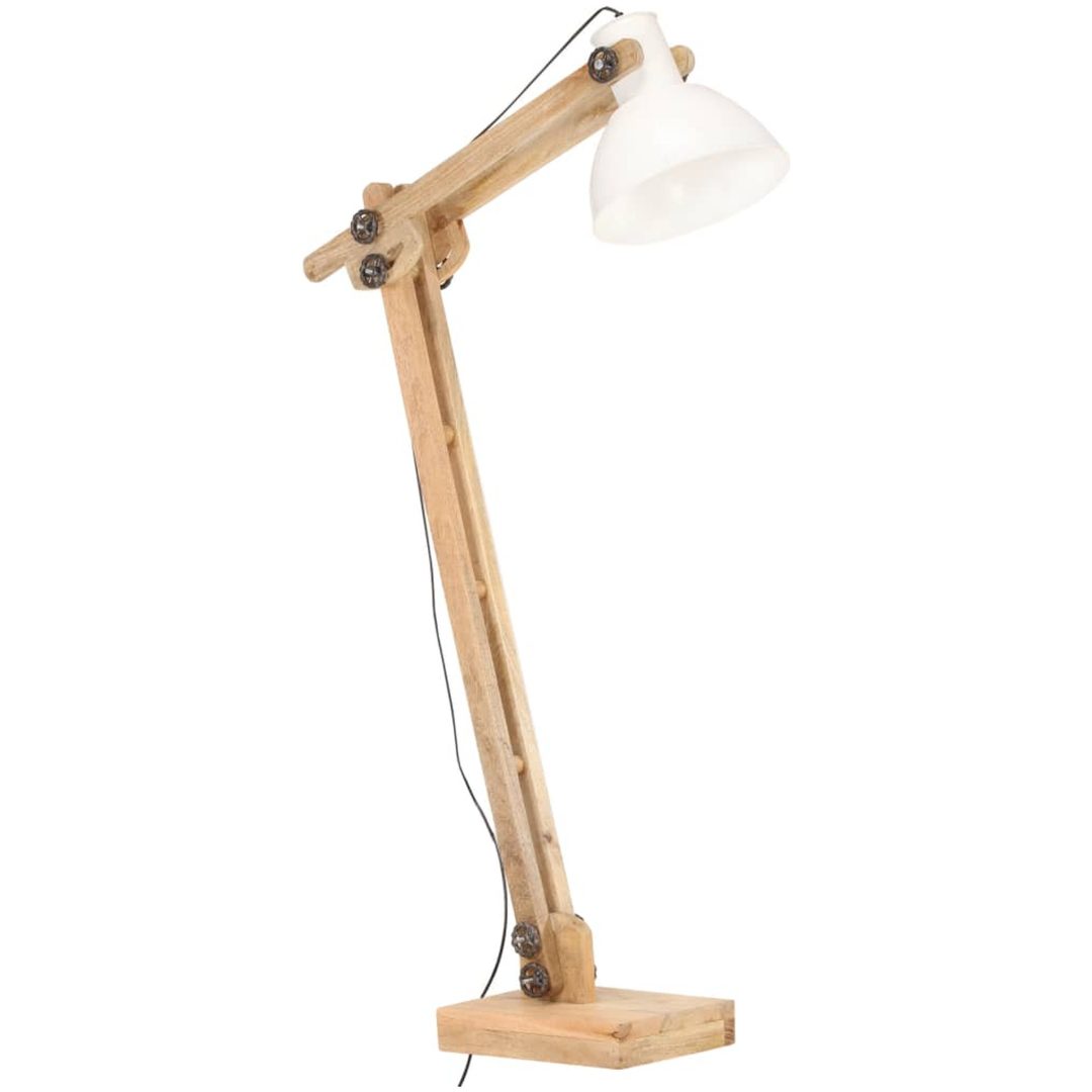 Golvlampa vit massivt mangoträ E27 vidaXL – bild 2